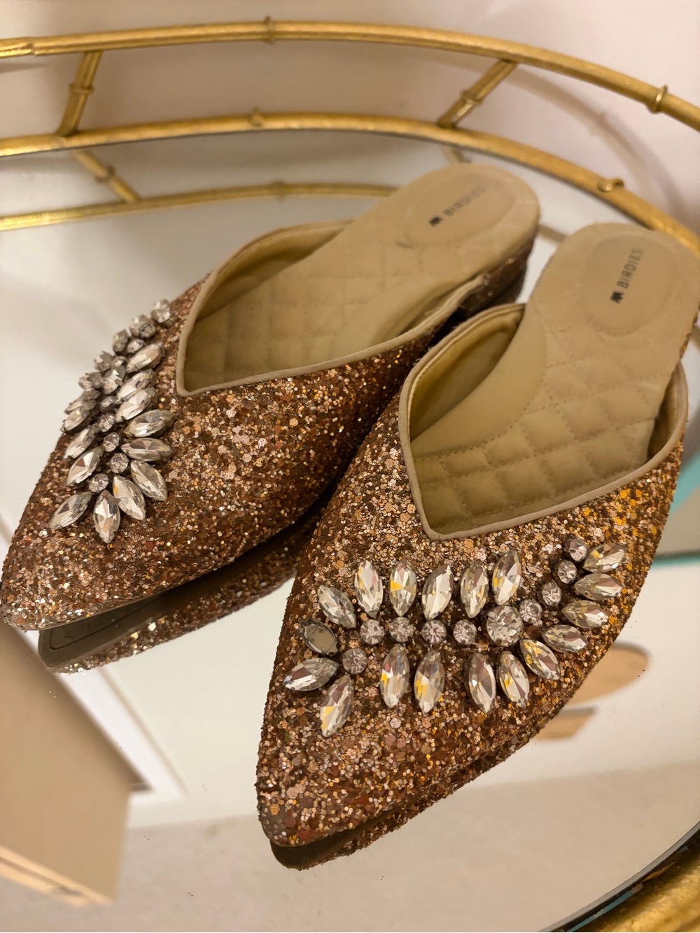 Birdies sparkly pointy toe flats